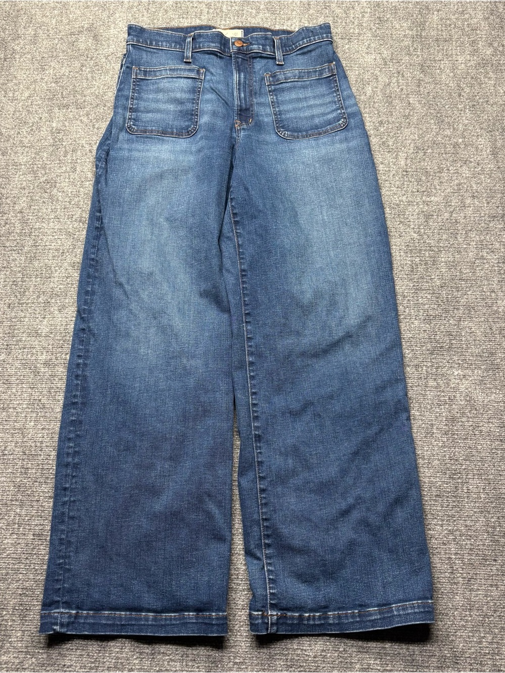 Madewell Jeans Womens 30 Blue Emmett Wide-Leg High Rise Patch Pocket
